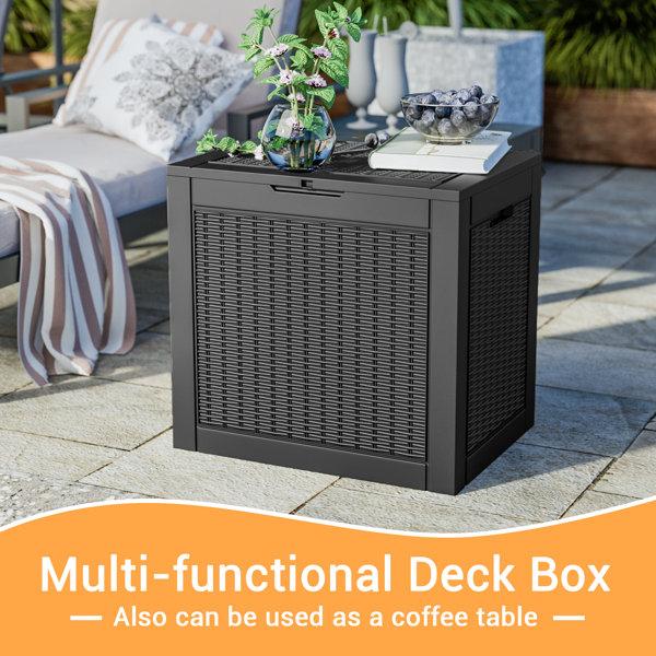 Devoko 32 Gallons Gallon Water Resistant Resin Lockable Deck Box in